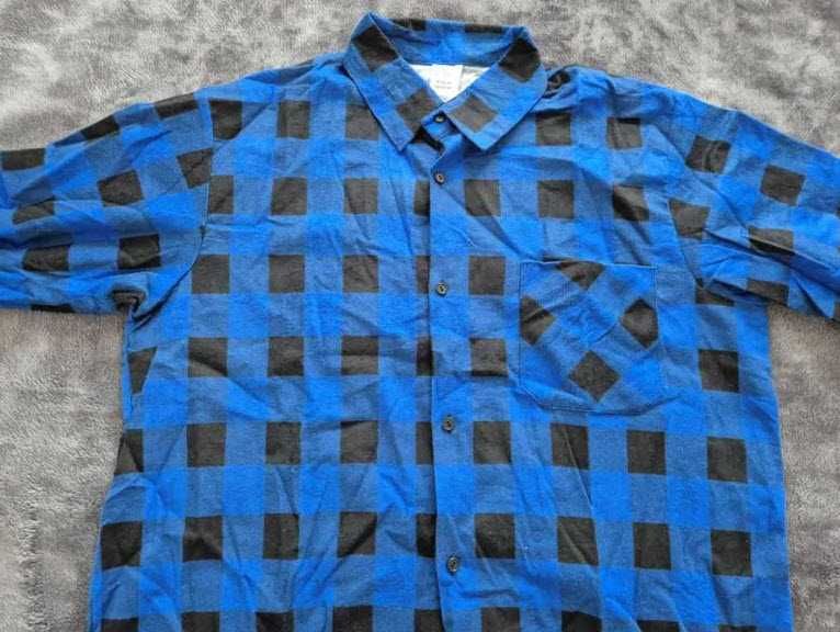 Koszula flanelowa krata niebiesko-czarna 176cm 41/42 L Nowa Kraków
