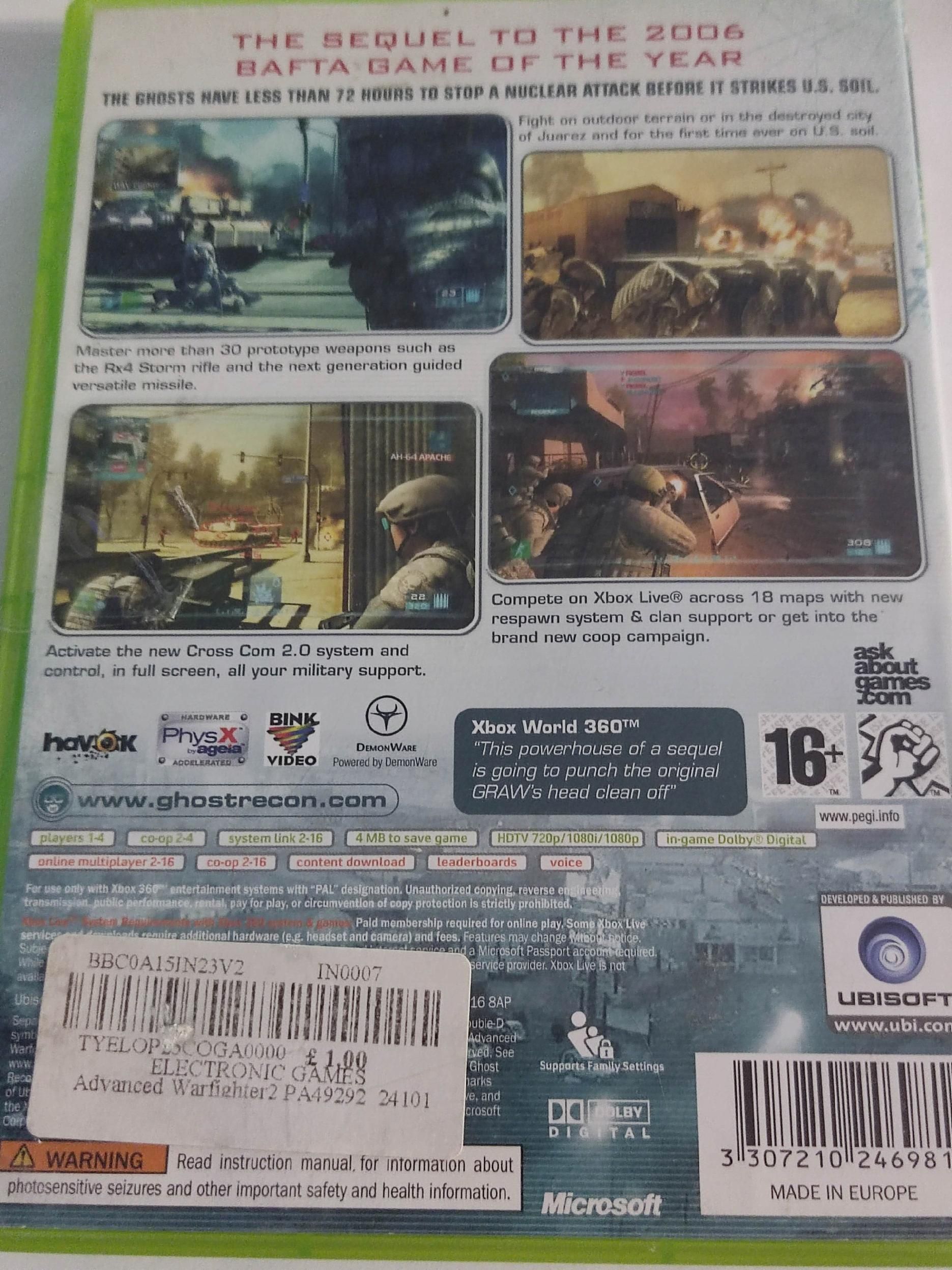 Tom Clancy's Ghost Recon: Advanced Warfighter 2 Microsoft Xbox 360