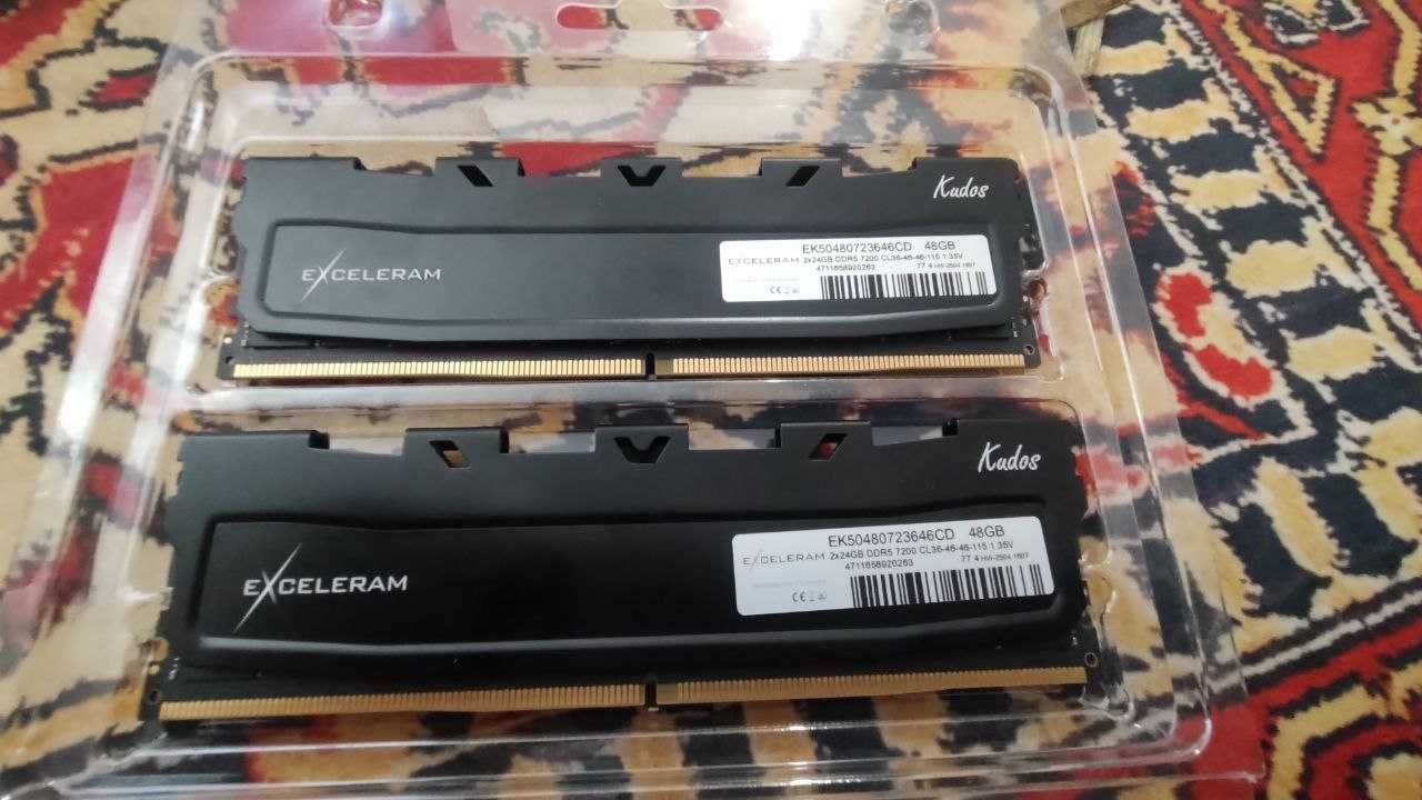 Модуль пам'яті DDR5 48GB (2x24GB) 7200MHz Black Kudos eXceleram