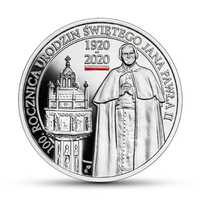 Srebrne 10 ZŁ 100 rocznica urodzin Świętego Jana Pawła II
