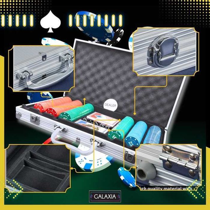 ZESTAW DO POKERA 500 ŻETONÓW Żetony Gry Poker Chips Set Karty Walizka