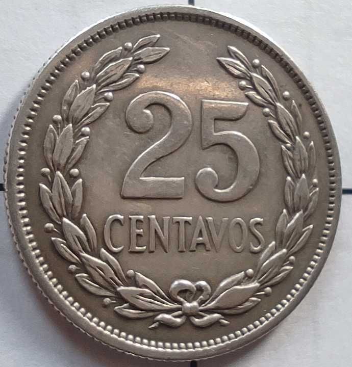 Moneta srebrna Salwador 25 Centavos 1944 rok srebro ag ładna