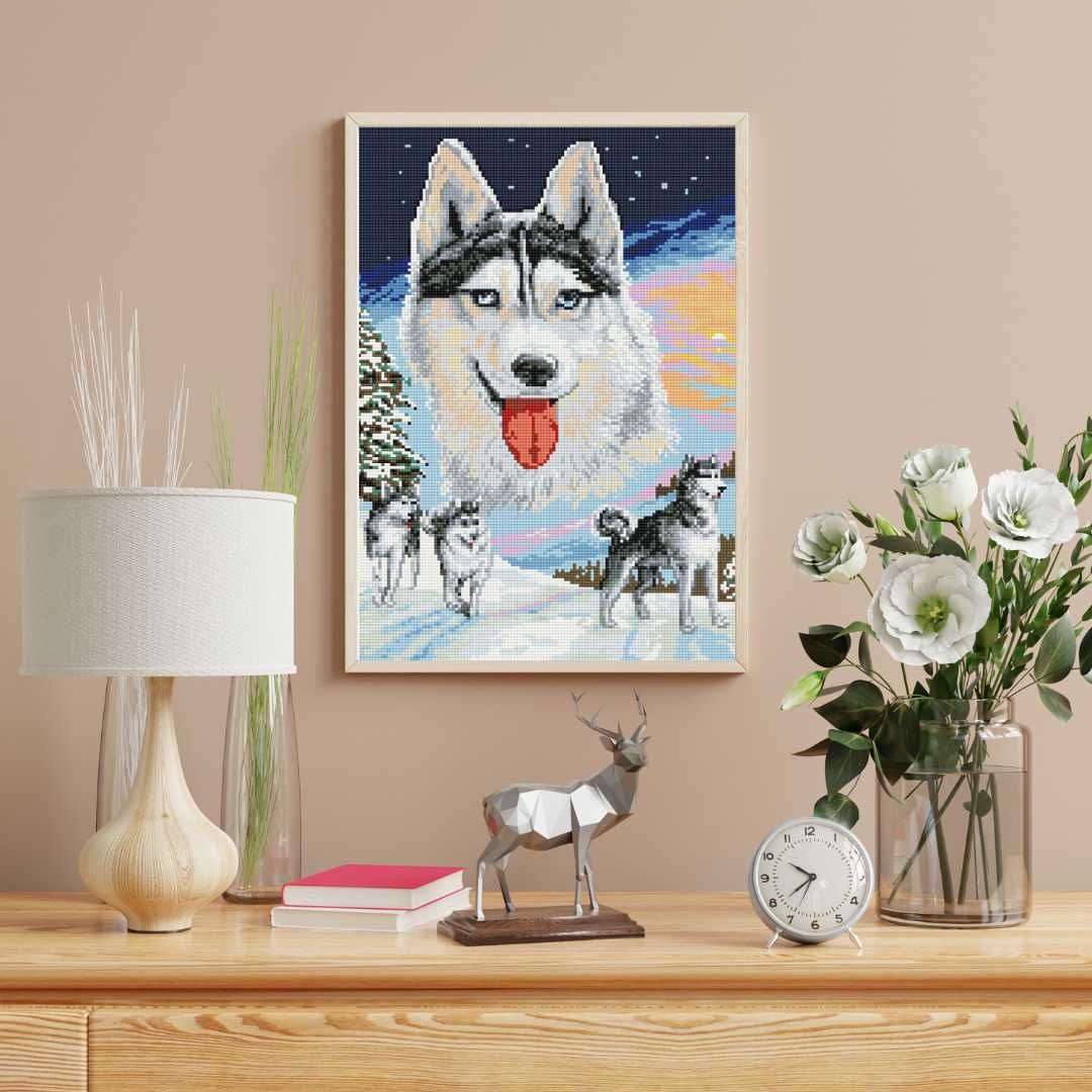 Haft Diamentowy Diamond Painting Mozaika - Huskies na północy / Oh Art