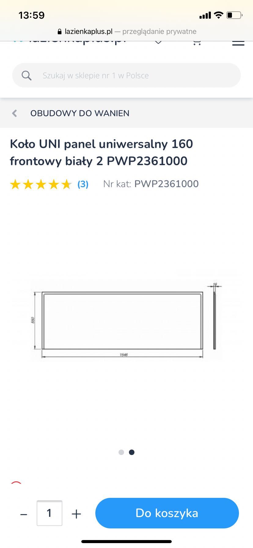 Frontowy panel do wanny biały