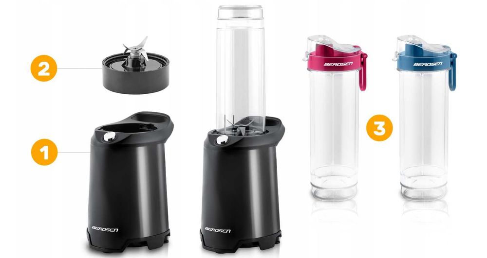 BLENDER Kielichowy SMOOTHIE DO KOKTAJLI Berdsen 700W + 2 Butelki 0,57L