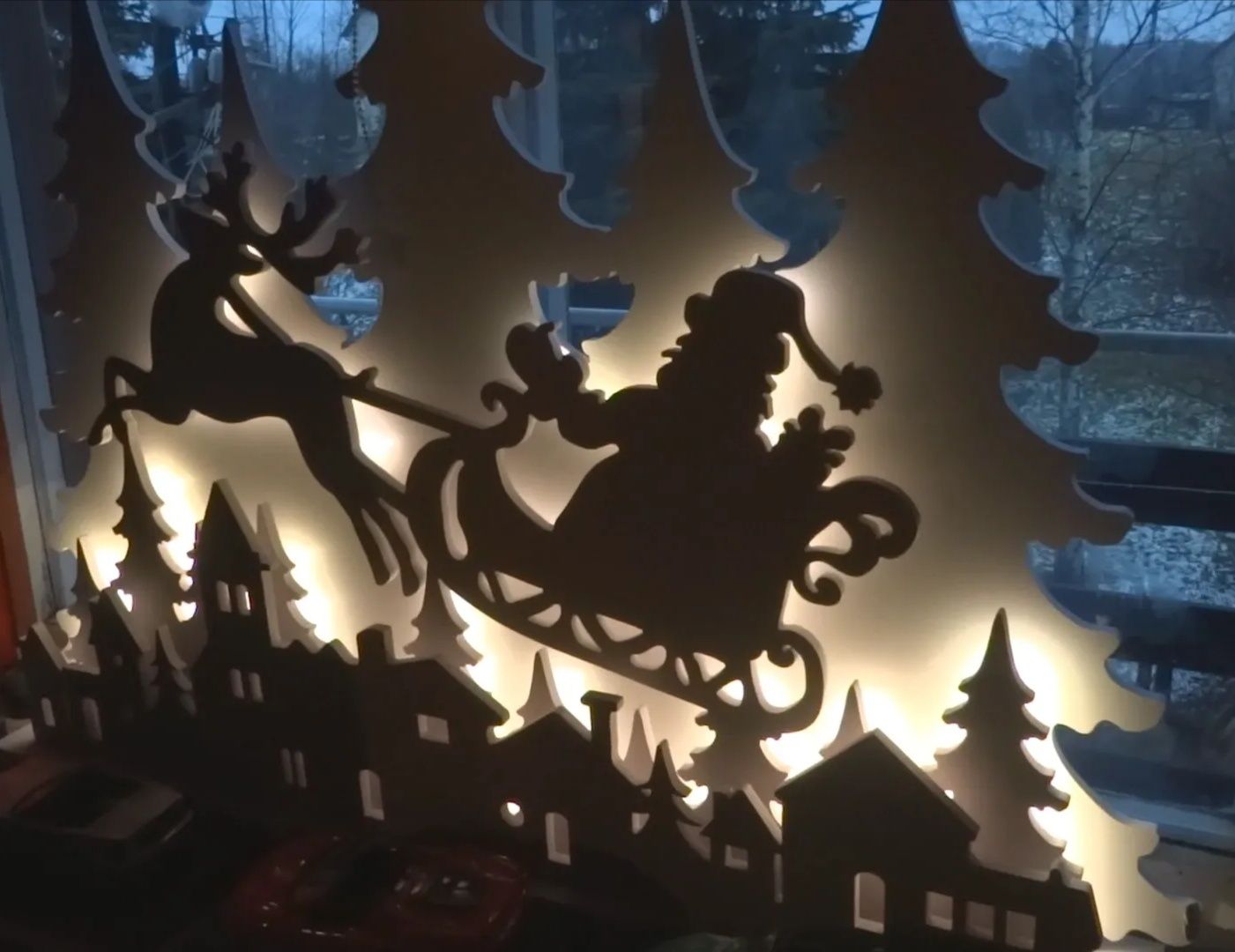 Lampki led dekoracja xxl Mikołaj renifer, zimowe miasteczko 3d
