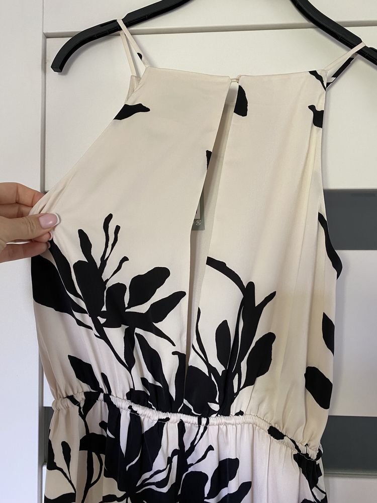 Suknia sukienka długa maxi kwiaty odkryte plecy zjawiskowa H&M xs