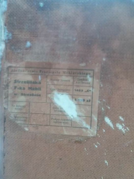 etykieta oryginalna kredens kuchenny Strzelin lata 60 te prl