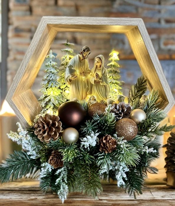 Szopka świąteczna z oświetleniem