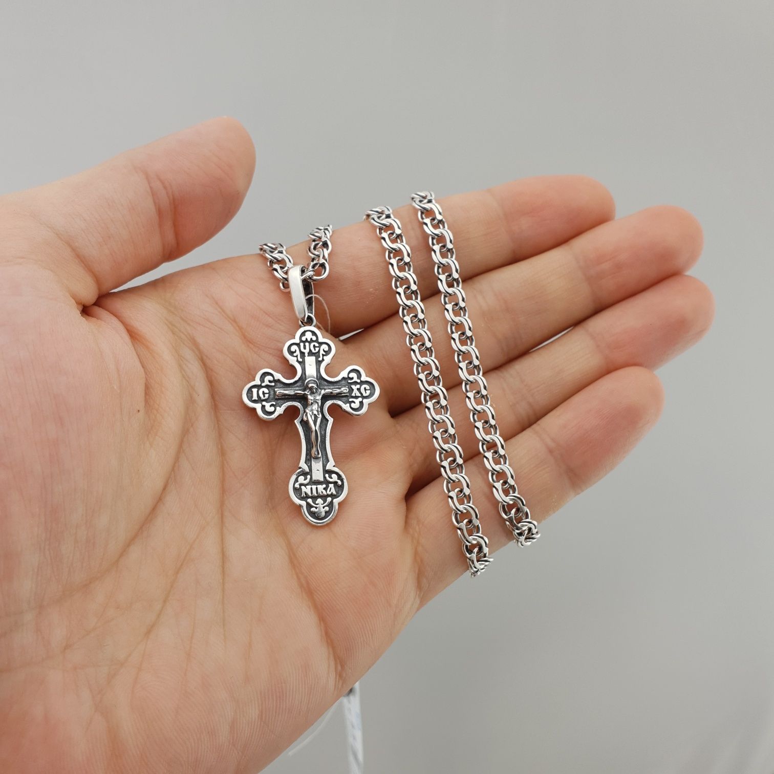 комплект Срібна цепочка з ажурним хрестиком 925 проба