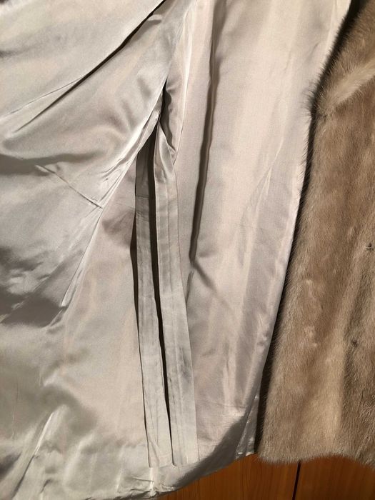 Piękne Naturalne Futro z Norek Ecru Kurtka Zimowa Luksusowa Kożuch