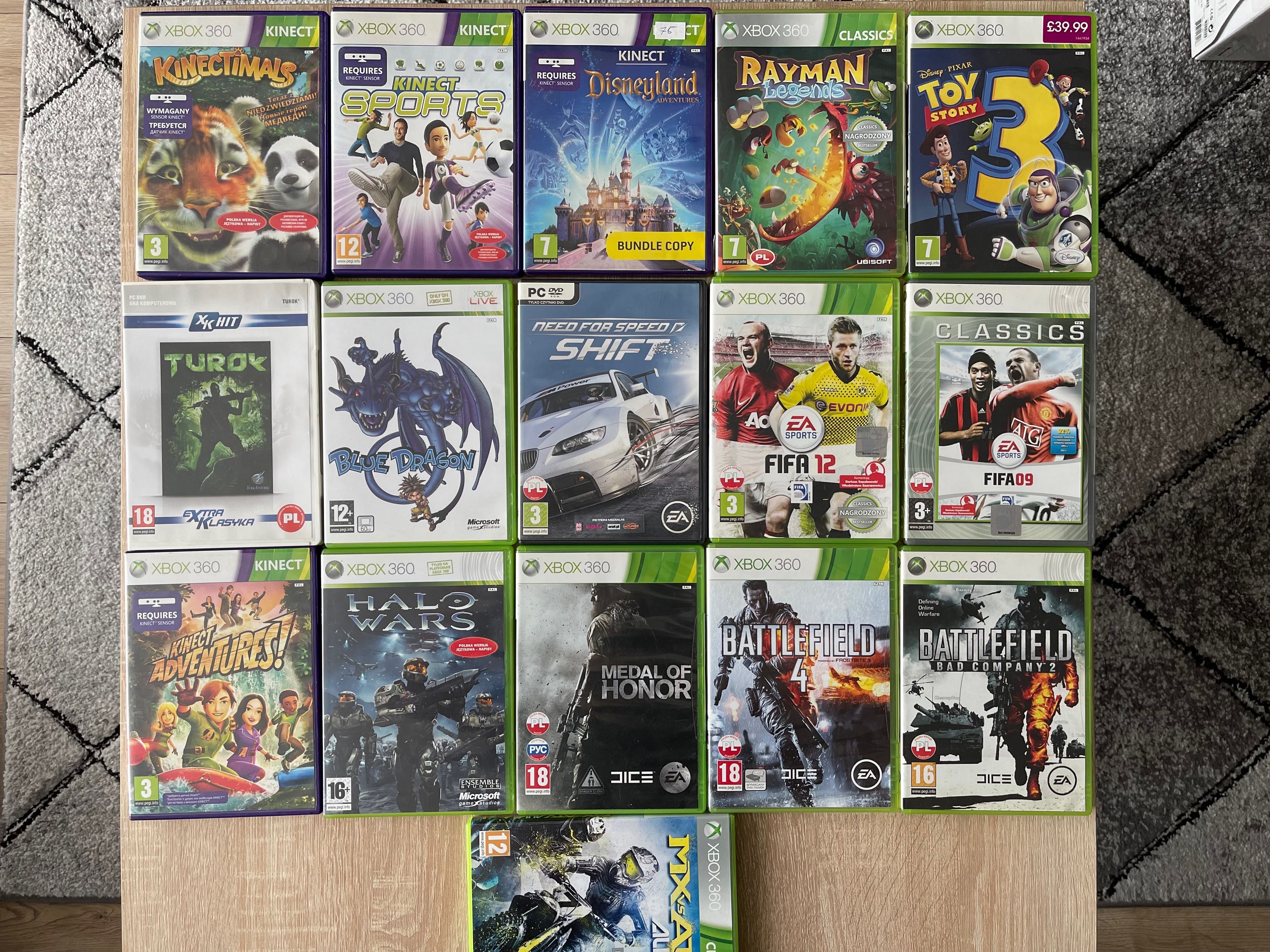 XBOX 360 + kinect + 16 gier