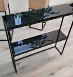 Konsola z półką CZARNA WYSOKI POŁYSK 80X20X80 LOFT
