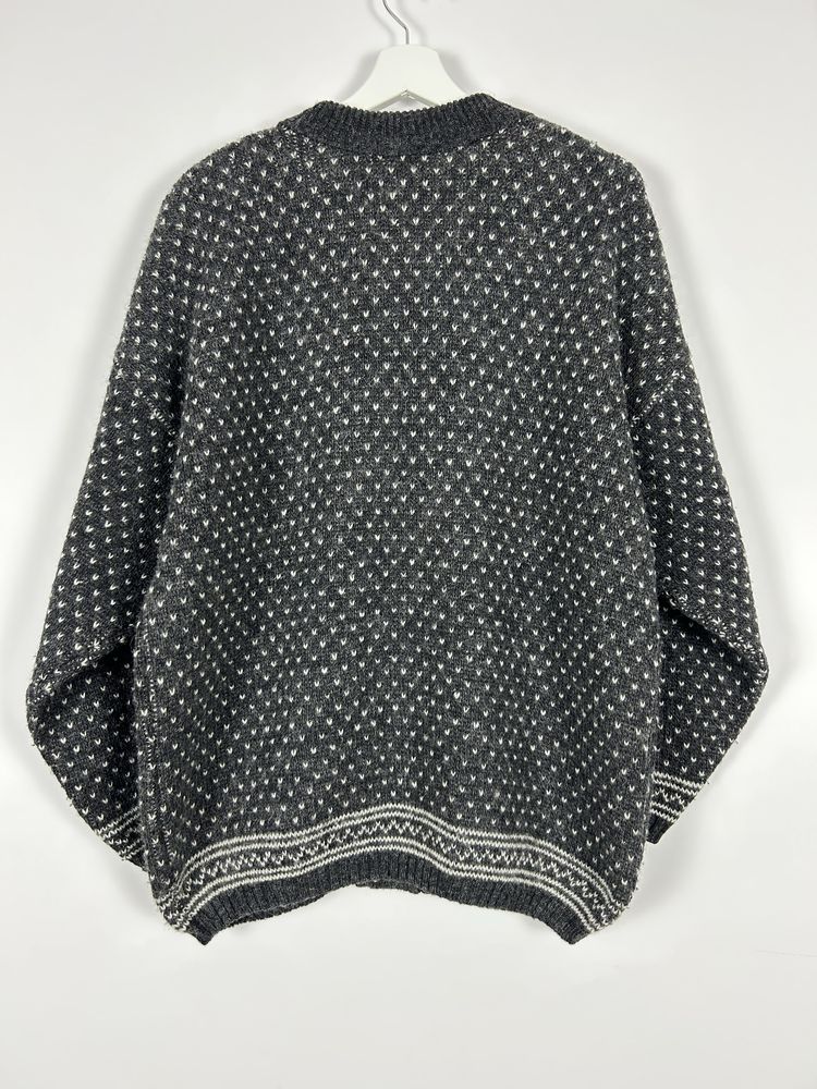 Norweski sweter duży męski 100% wool wełna ciepły vintage zapinany