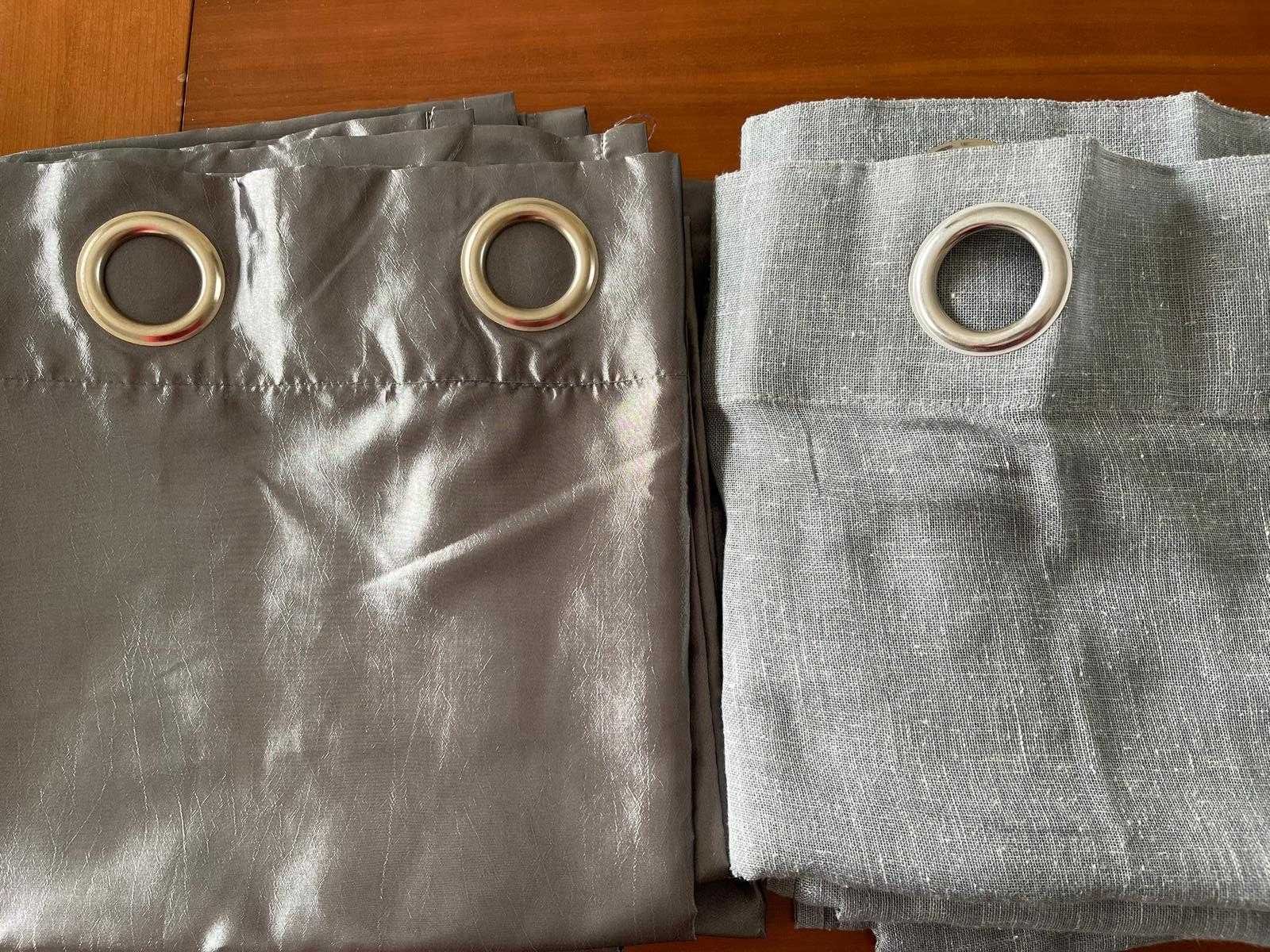 4 Cortinados Cinza acetinado (2 pares)