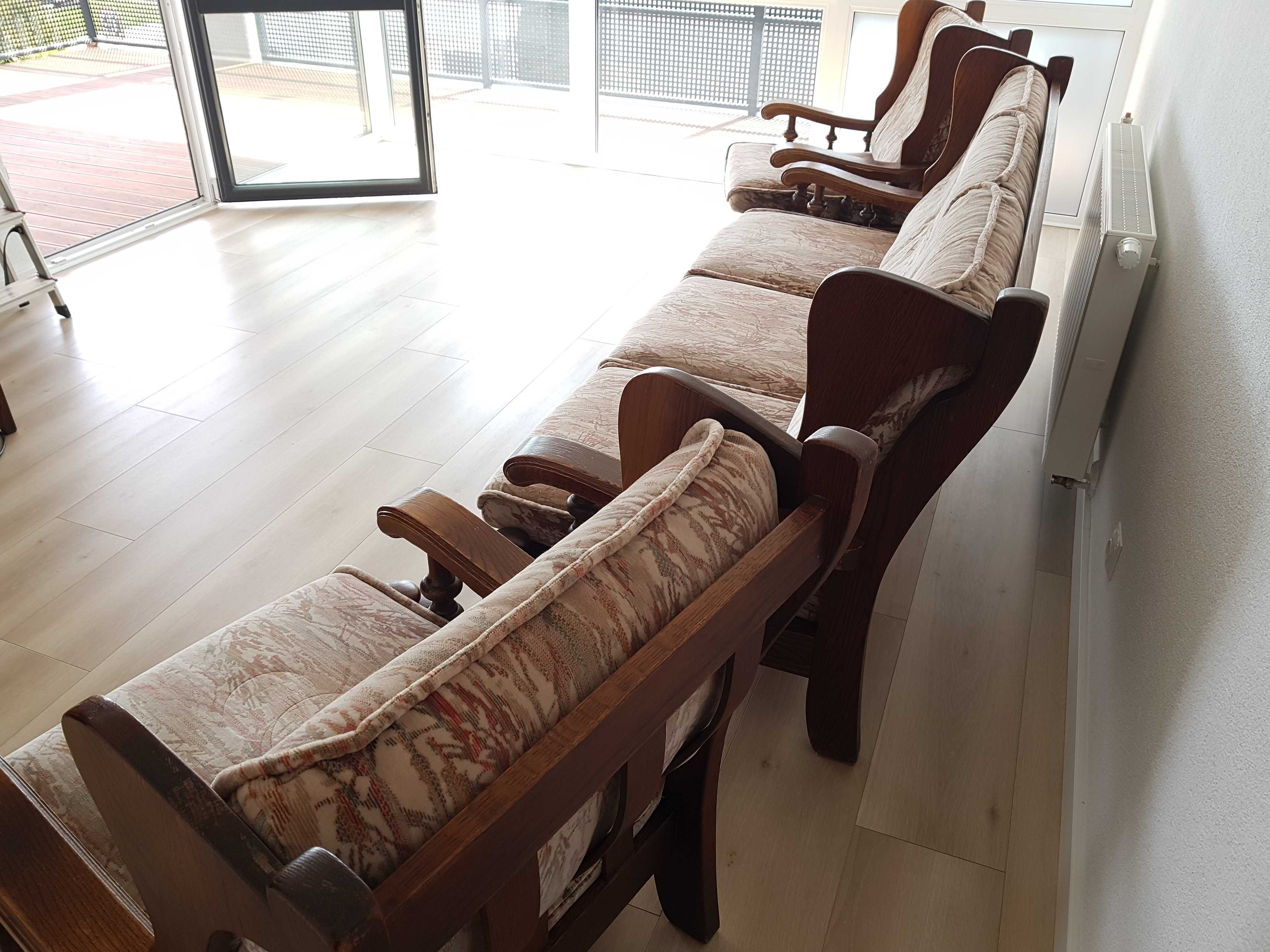 Meble wypoczynkowe dębowe Sofa i 2 Fotele Biłgoraj