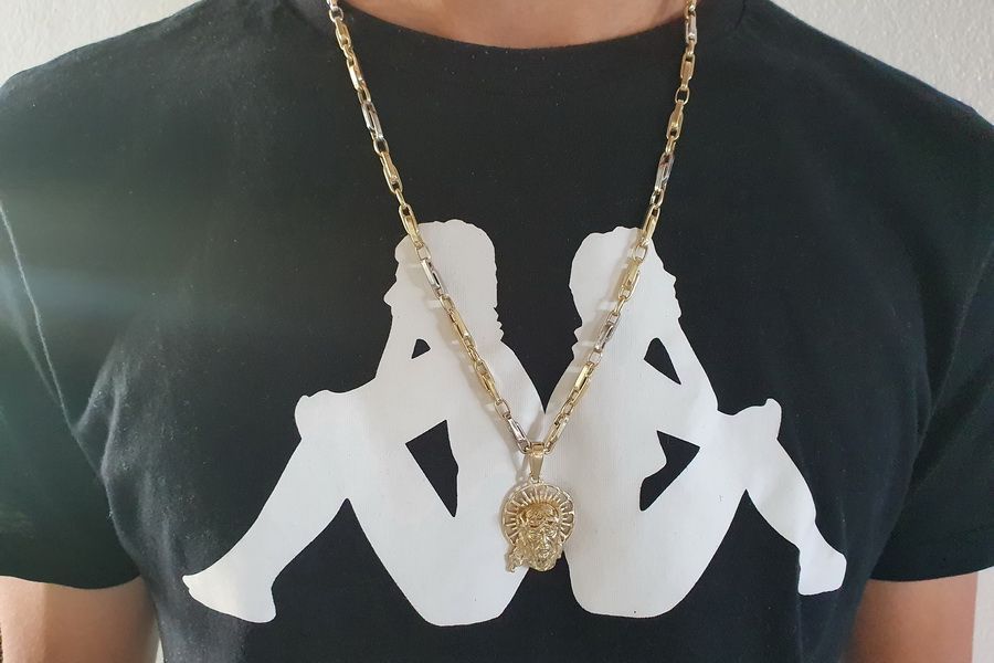 Złota zawieszka Jezus & łańcuszek ankrowy pj008y&cc062y K