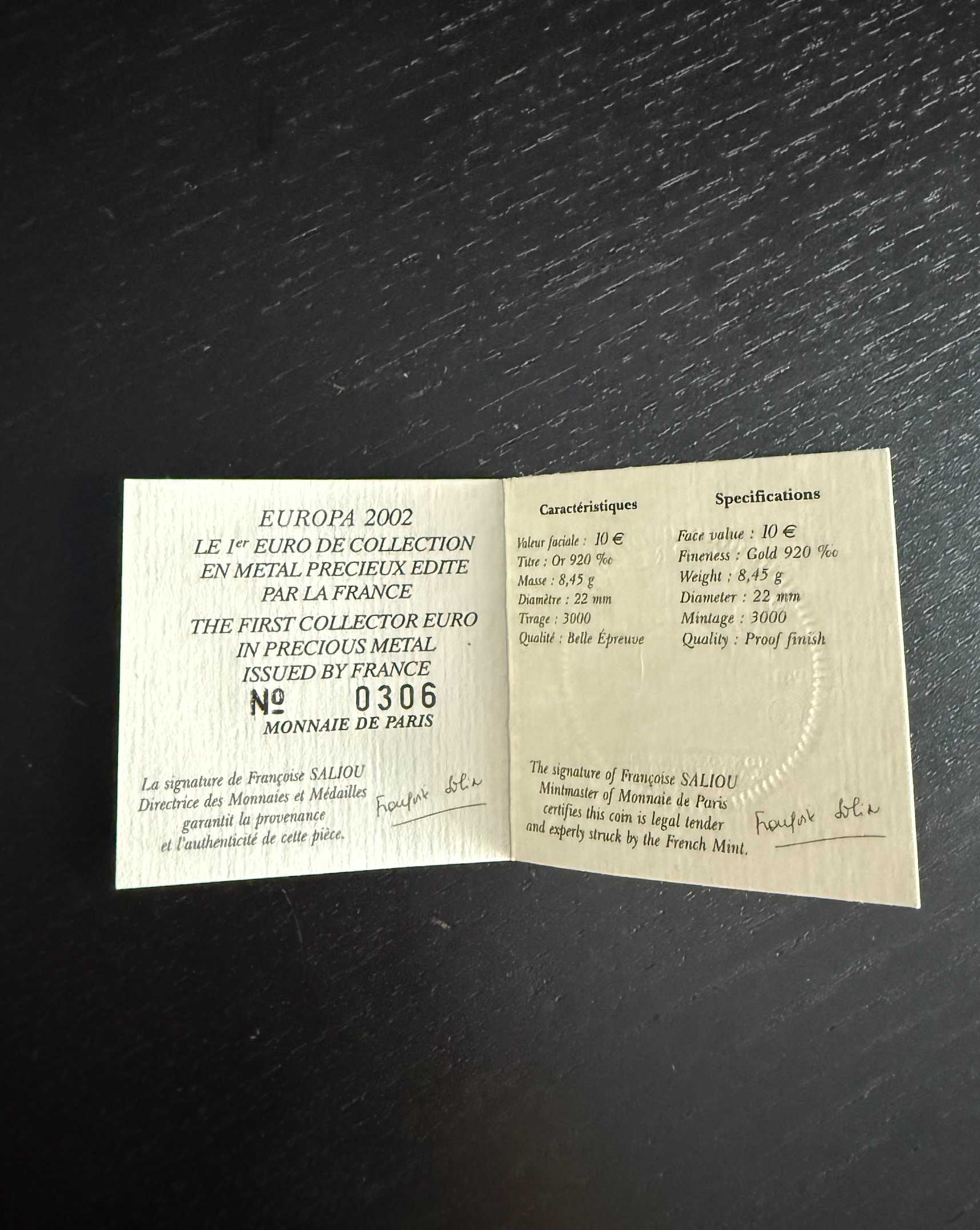 Moeda Ouro 8,45g 22KT - Europa 2002 França