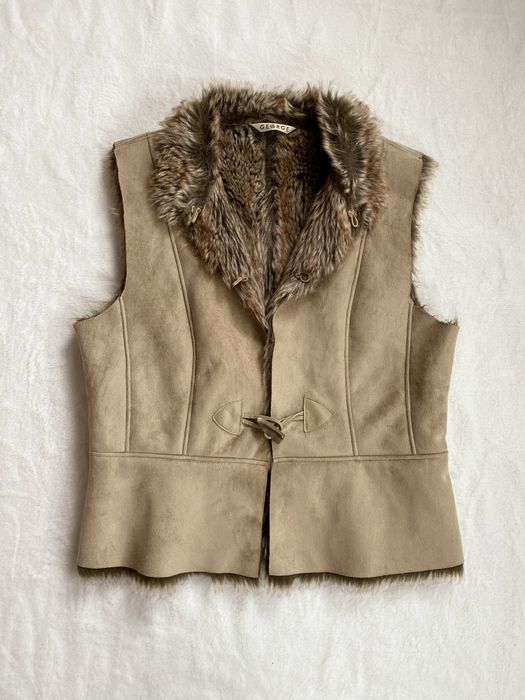 Bezrękawnik z futerkiem L 40 george vintage 00s y2k avant garde