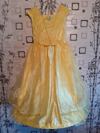 Карнавальное бальное золотое платье 7-8 лет Белль Принцесса Дисней Кра