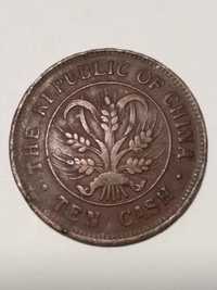 Moeda de 10 Cash 1920 China, moeda rara