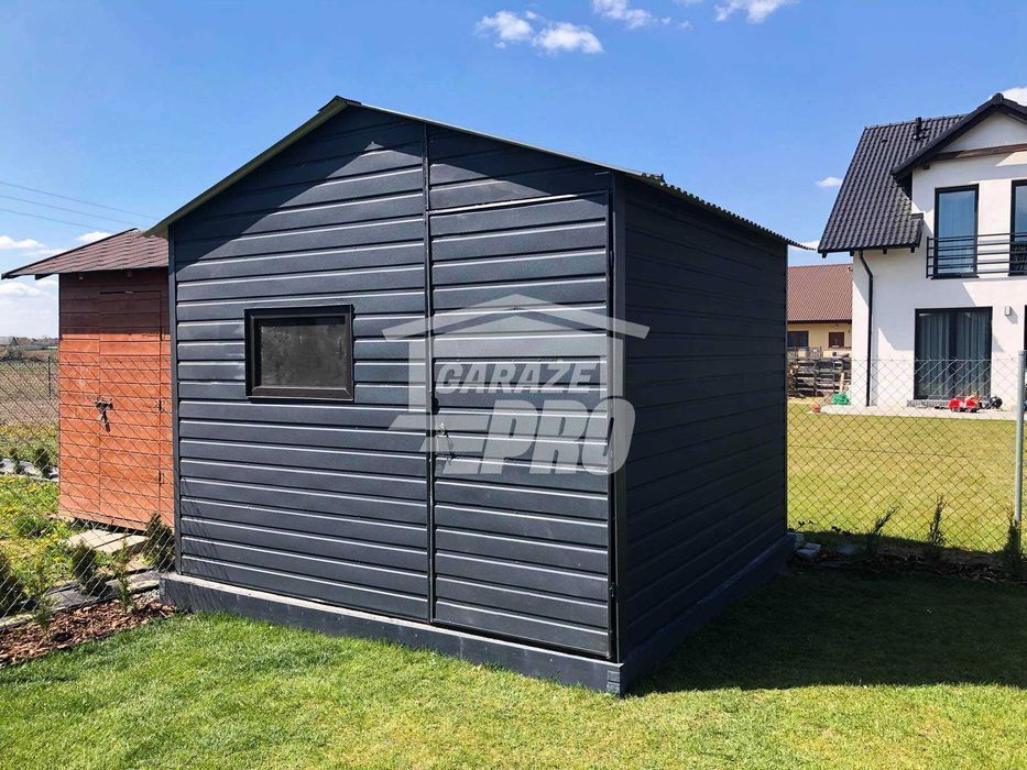Domek Ogrodowy 3x3 Drzwi Okno Dach dwuspadowy Antracyt GP74