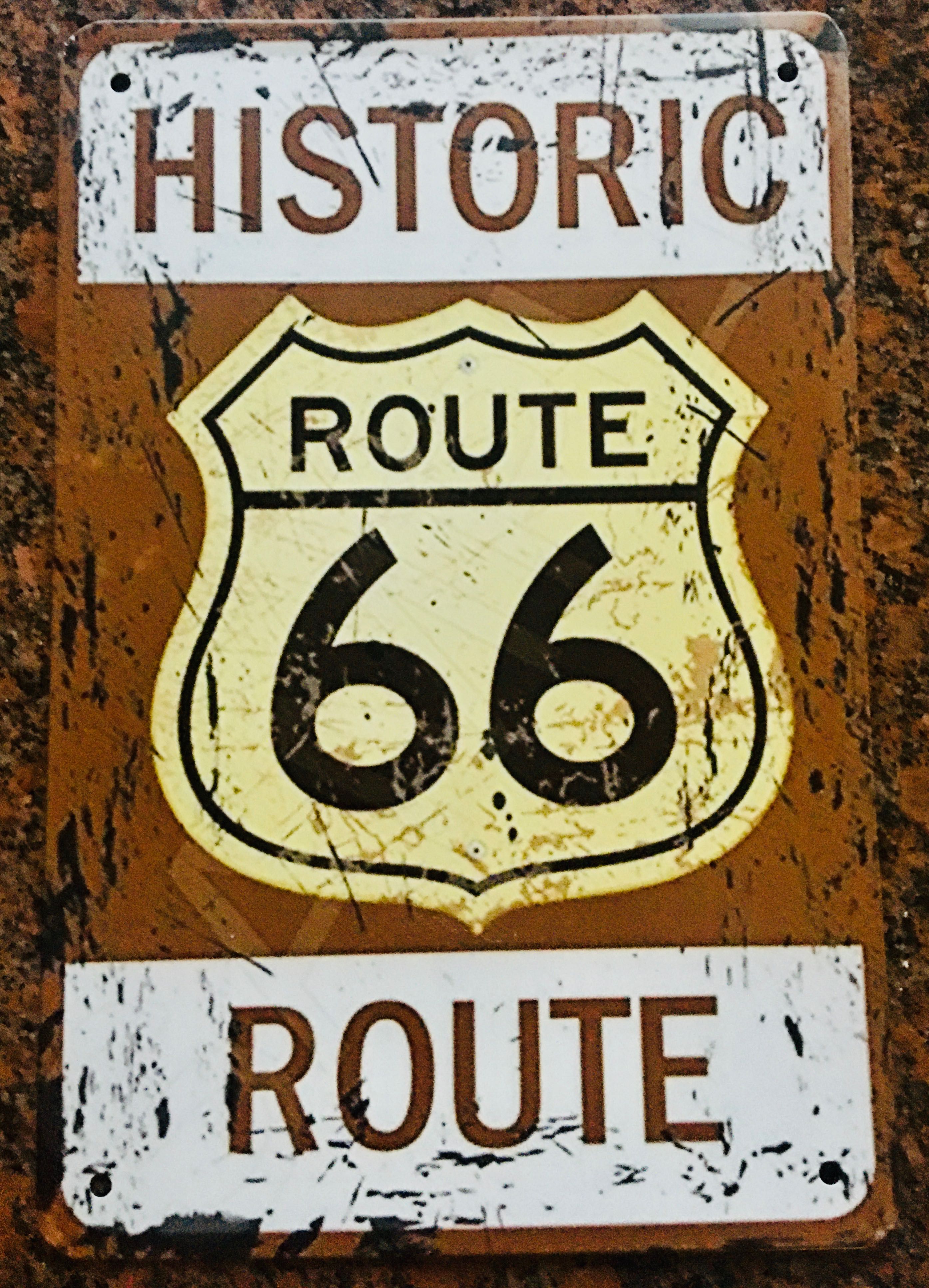 Декор помещений баров кафе табличка Route 66 USA металл 20х30