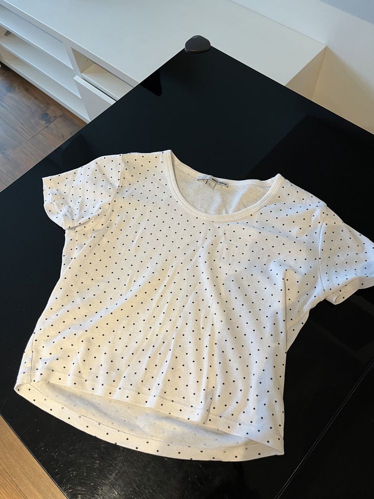 Crop top Tally weijl biały krótka koszulka w kropki letnia L