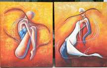 2 quadros decorativos  - pinturas em guache sobre tela