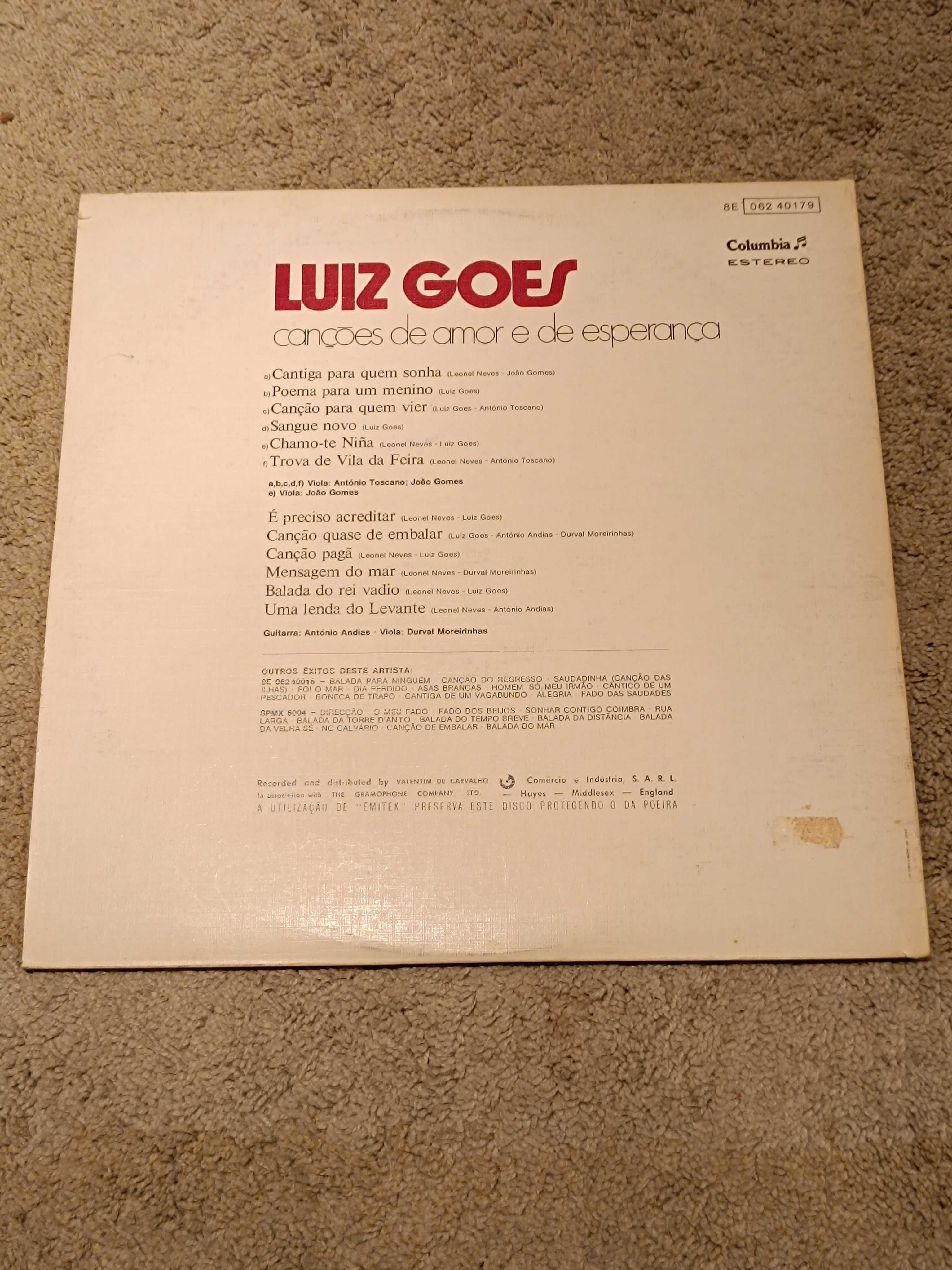 Disco Vinil "Luiz Goes Canções de Amor e de Esperança"