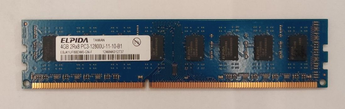 Pamięć RAM 4GB PC3 DDR3 DIMM 12800U 1600MHz Elpida EBJ41UF8BDWO-GN-F