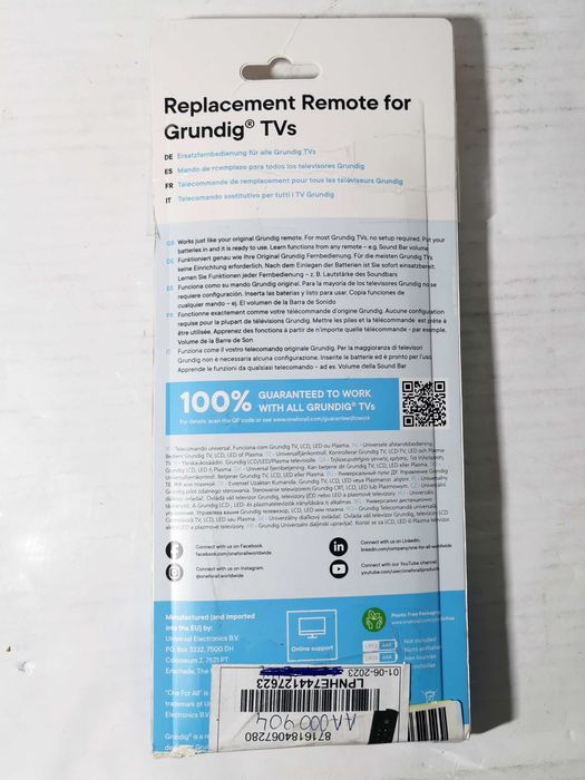 Pilot uniwersalny One For All URC1915 czarny do GRUNDIG AA000904