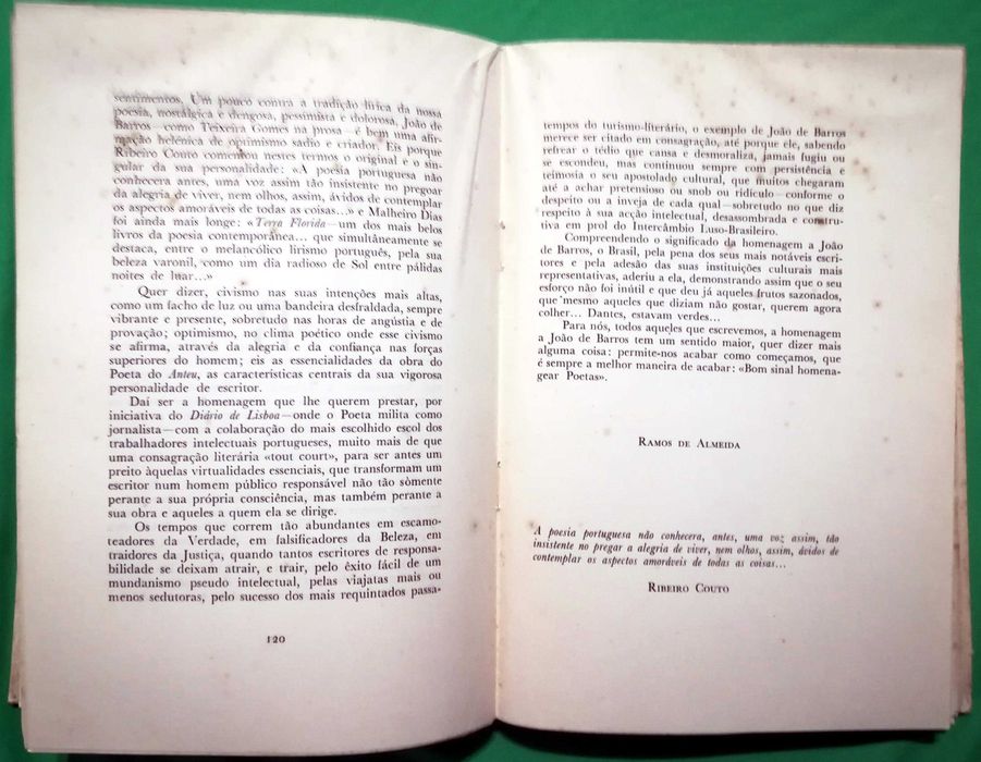 Homenagem a João de Barros, 1ª edição (1952), raro