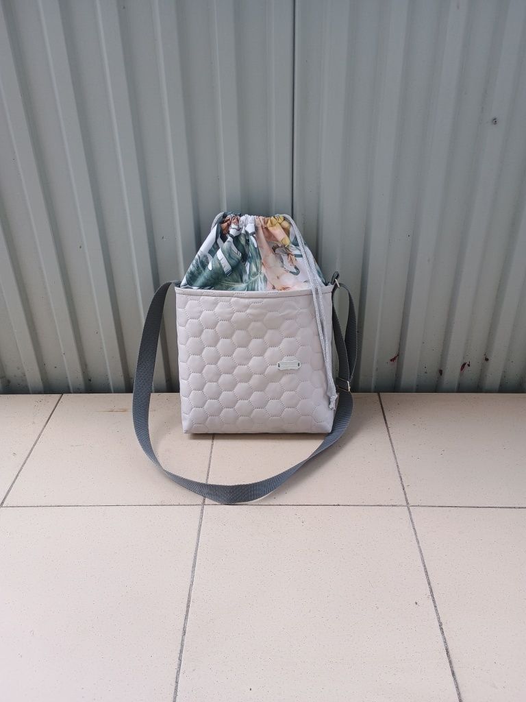 Torebka listonoszka z kominem jasnoszara handmade