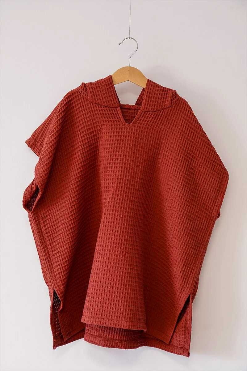 Ręcznik ponczo z kapturem S – 2–4 lata – cynamon, 100% bawełna, unisex