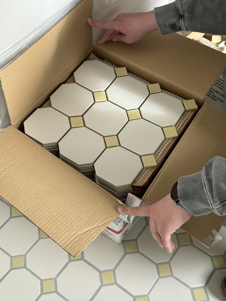 Płytki Topcer Octagon White 16 / Yellow Lemon 25