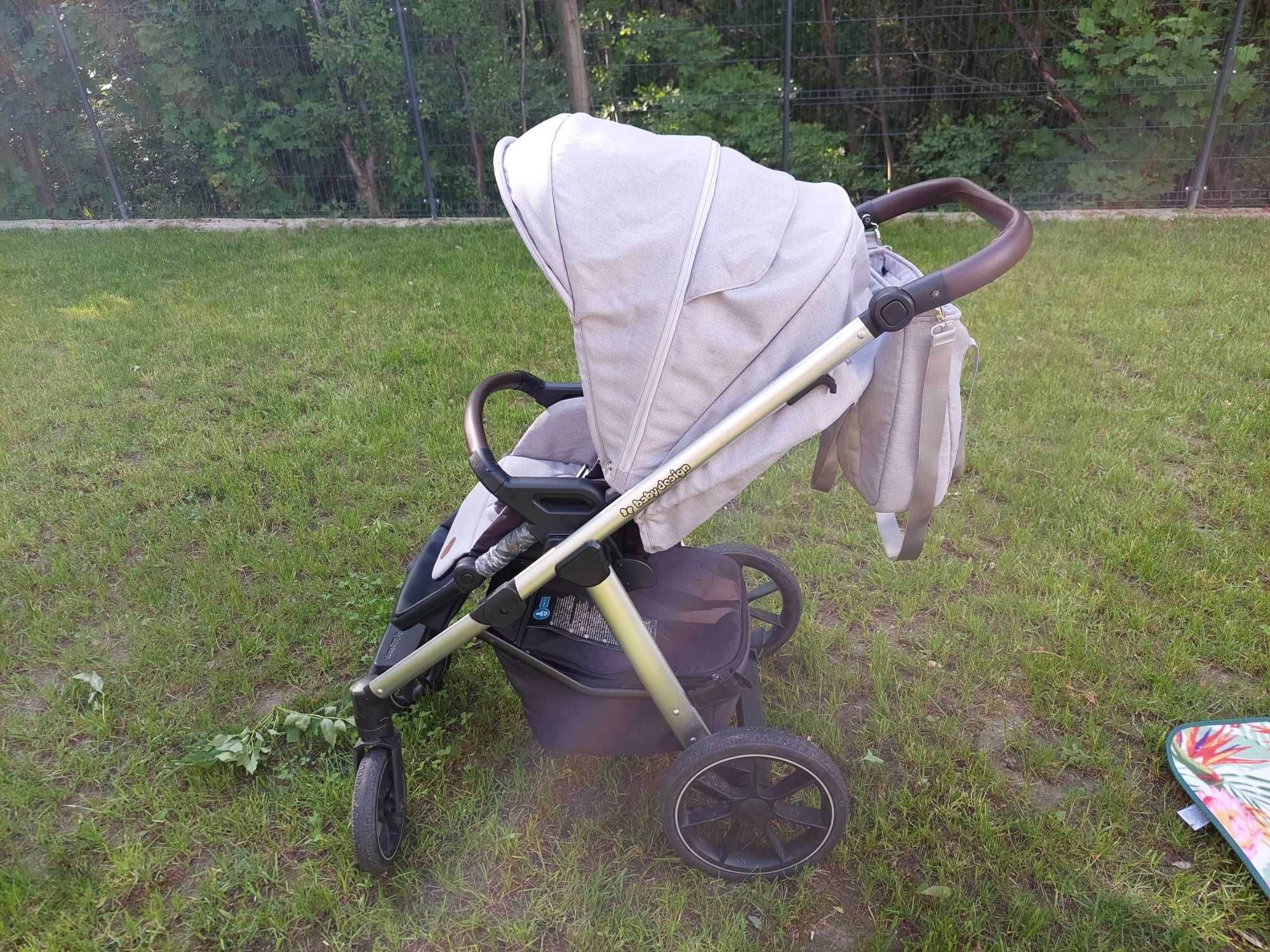 Baby design bueno Grey peony wózek 3w1 gondola+ spacerówka + mufka