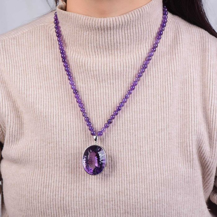 Colar de Ametista Natural certificado ALGT