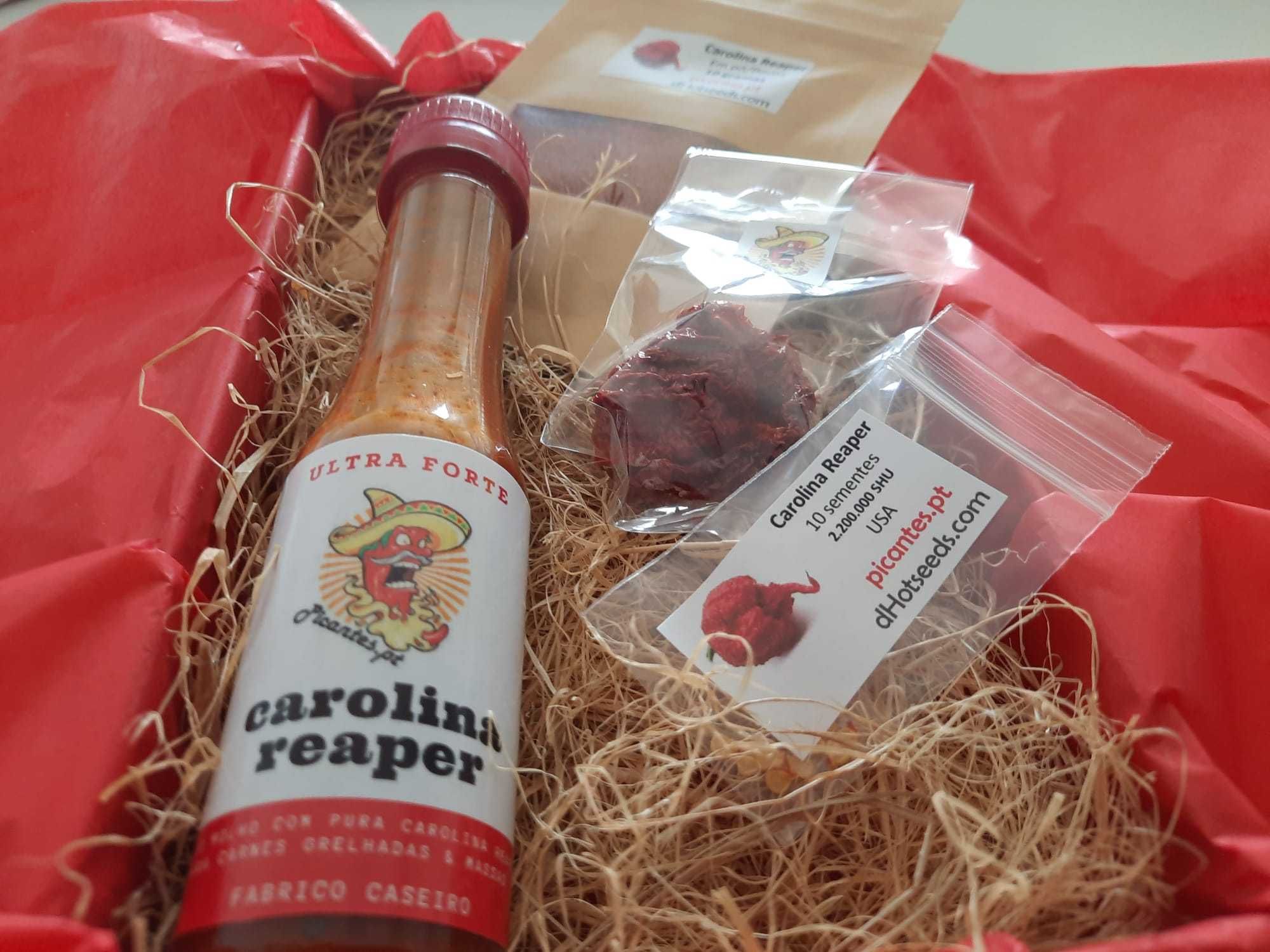 Caixa Presente Gift Box CAROLINA REAPER: Molho, Pó, Sementes e Seca