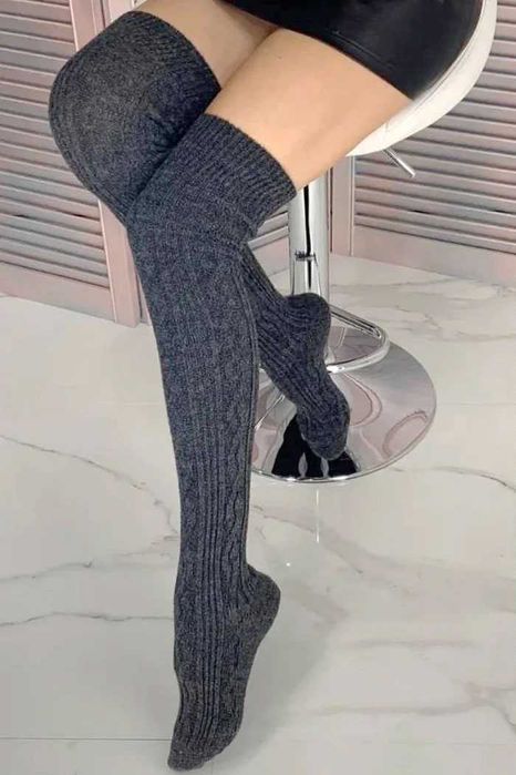 Молочні теплі гольфи вище коліна з вовною лами заколінки