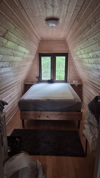 Łóżko kontynentalne 140x200 Ikea Dunvik + materac Hilding