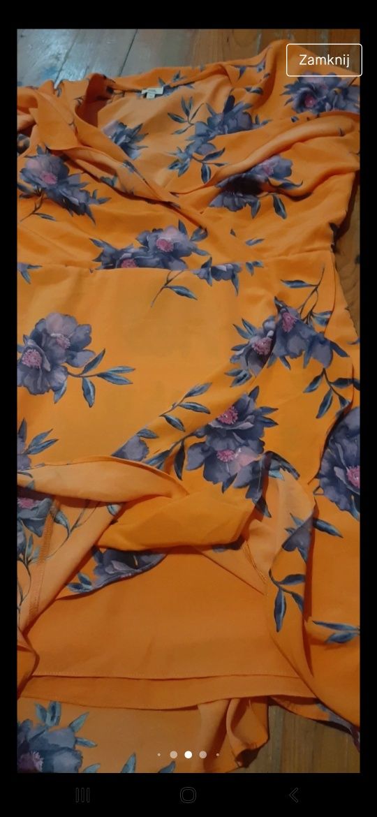 Letnia zwiewna Sukienka Pomarańczowa w kwiaty 40 L River Island