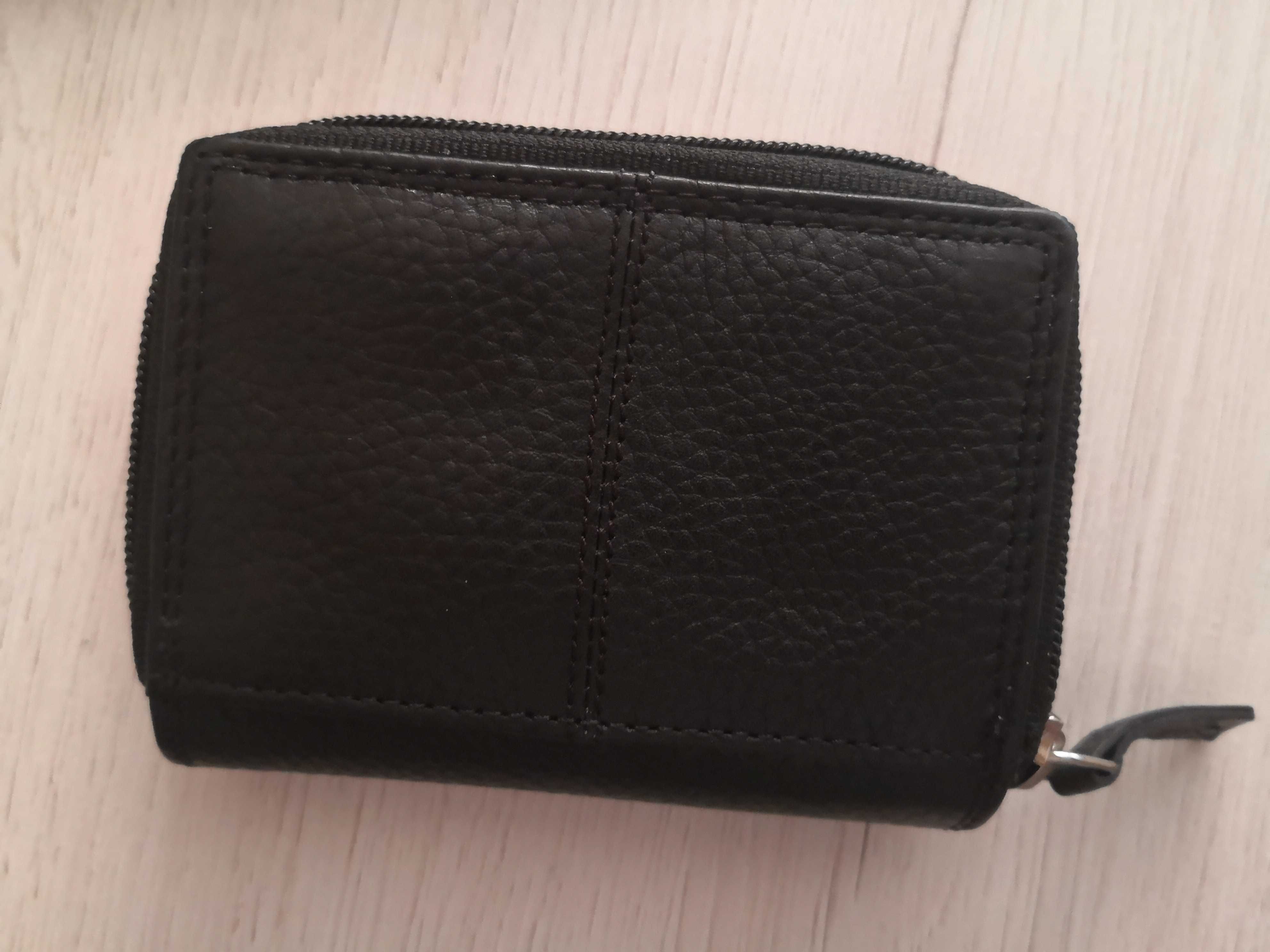 Portfel skórzany damski czarny mały Peterson NOWY w etui skóra