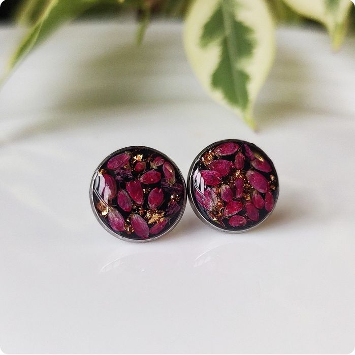 Kolczyki sztyfty z wrzosami