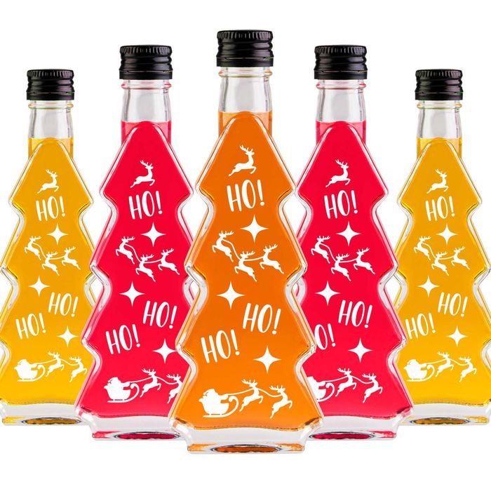 5x Butelki CHOINKA 200 ml z NADRUKIEM HOHO na świeta prezent na likier