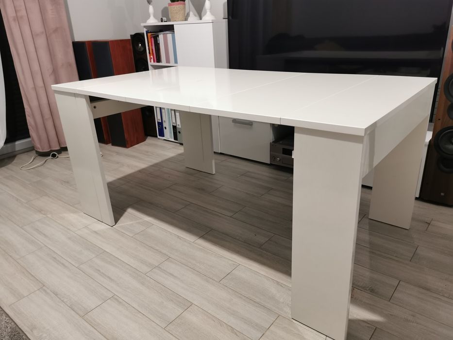 Stół Rozkładany biały połysk 90x160x271 cm
