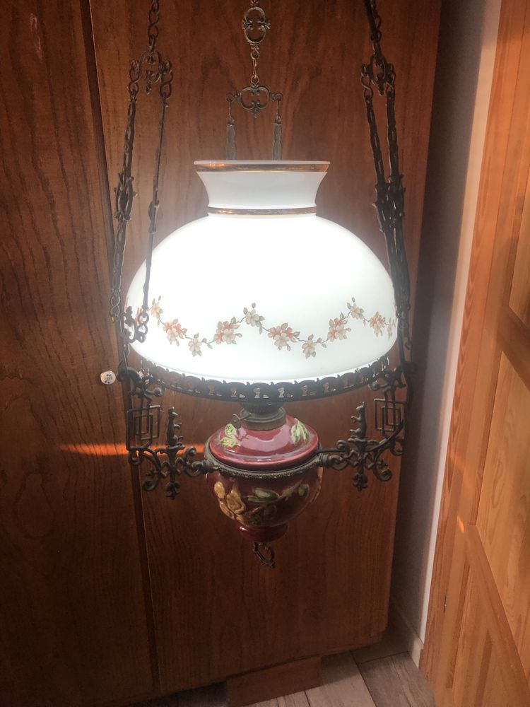 Lampa wisząca duża retro naftowa 230v idealna na schody