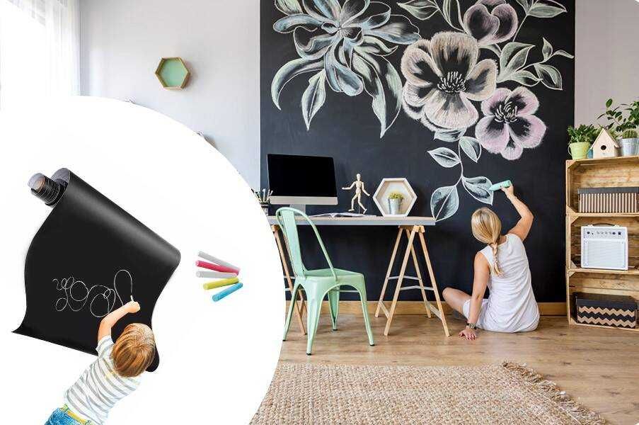 Tablica kredowa samoprzylepna na ścianę meble dla dzieci 200x40 kreda