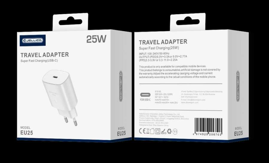 Superszybka Ładowarka USB typ C 25W do iPhone 13, 14, 15, 16 / Pro Max