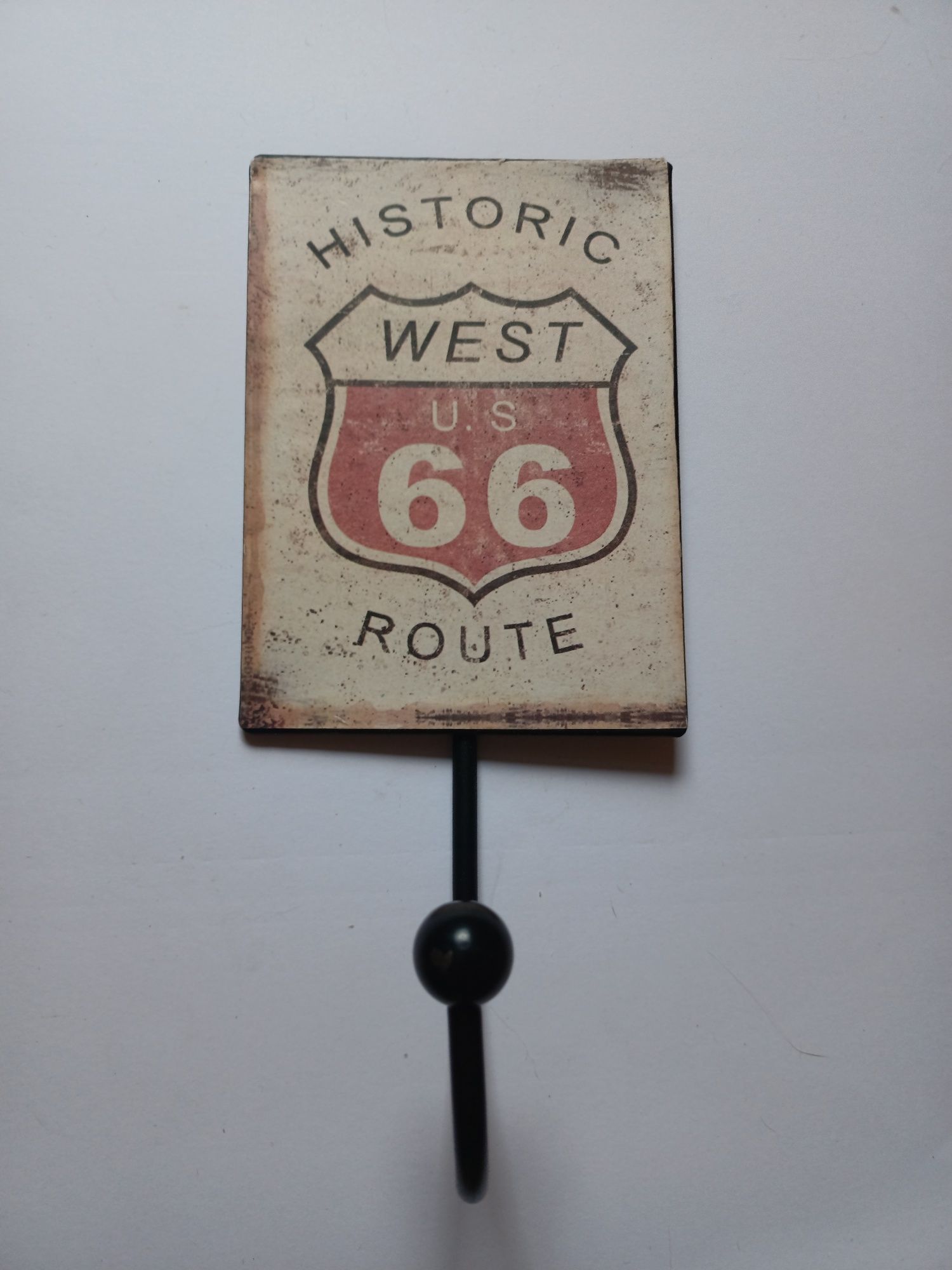 Wieszak z tabliczką Route 66 styl amerykański